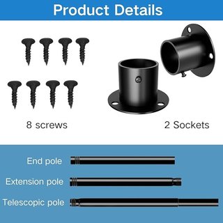 Aiitomg Perchero extensible armario 85-160cm negro