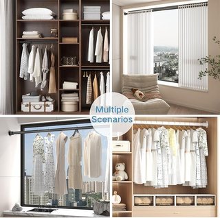 Aiitomg Perchero extensible armario 85-160cm negro
