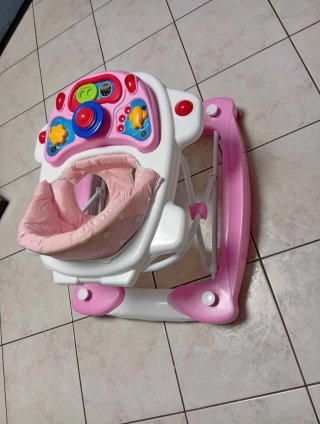 Girello Dondolo Costway 2 in 1 Rosa per Bambini