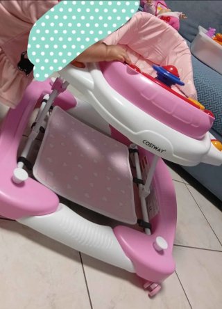 Girello Dondolo Costway 2 in 1 Rosa per Bambini