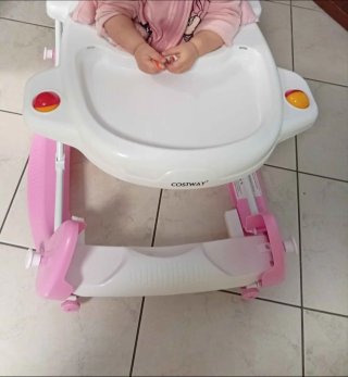 Girello Dondolo Costway 2 in 1 Rosa per Bambini