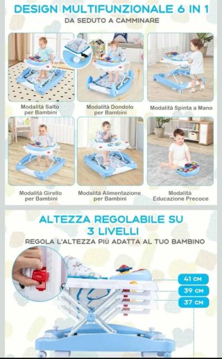 Girello Dondolo Costway 2 in 1 Rosa per Bambini