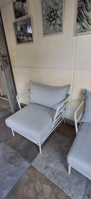 2 Sillones Exterior/Jardín Tela y Metal