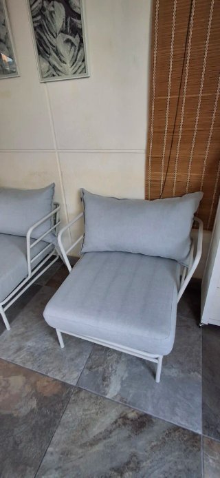 2 Sillones Exterior/Jardín Tela y Metal