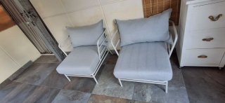 2 Sillones Exterior/Jardín Tela y Metal