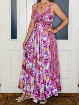 Vestido Magenta Talla Única India