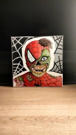 Cuadro Spiderman Zombie Hecho a Mano