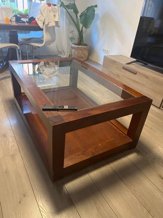 Mesa centro madera y cristal