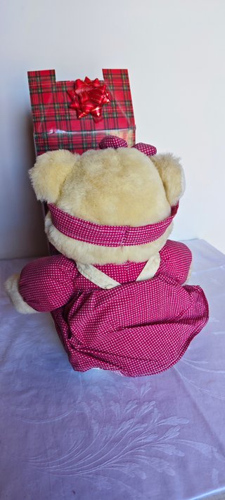 Orsetto Peluche Vintage con Vestito e Scatola