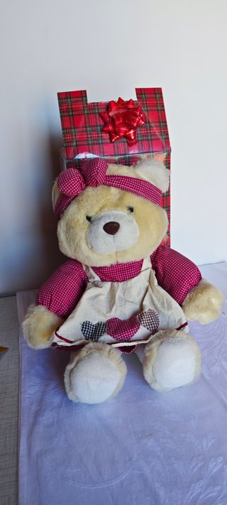 Orsetto Peluche Vintage con Vestito e Scatola