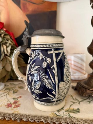 Boccale birra tedesco vintage con coperchio