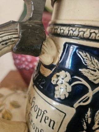 Boccale birra tedesco vintage con coperchio