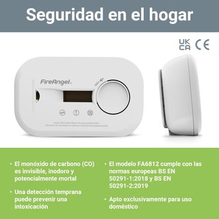 Fire Angel Detector de Monóxido de Carbono Digital con Pantalla LCD y Sensor de CO