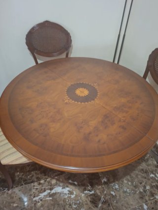 Mesa comedor extensible madera marquetería