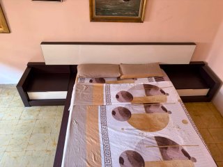 Cama Matrimonio Madera y Tela