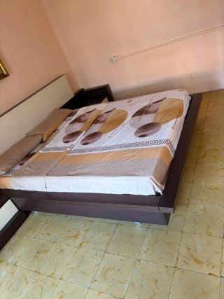 Cama Matrimonio Madera y Tela