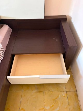 Cama Matrimonio Madera y Tela