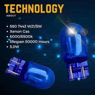Argo 2 bombillas W21/5w de xenón blanco 6000k 12v DRL luces de circulación diurna W21w