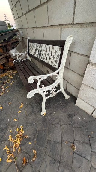 Banquito de forja madera y metal