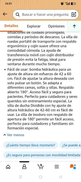 Silla transferencia hidráulica