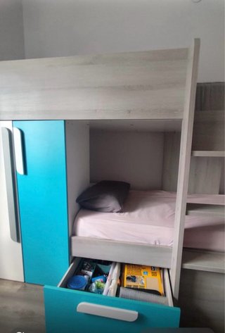 Mueble dormitorio 2 camas, armario y cajones