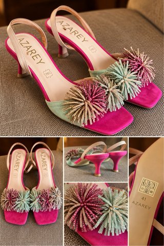 Sandalias AZAREY piel fucsia y menta