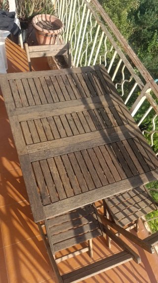 Conjunto Mesa y Sillas Jardín Plegables Madera