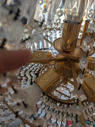 Lámpara colgante cristal y metal dorado