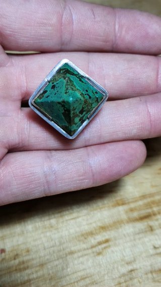 Anillo Plata Maciza Étnico Piedra Turquesa Tallada