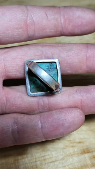 Anillo Plata Maciza Étnico Piedra Turquesa Tallada