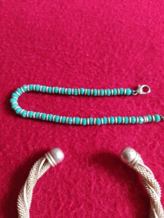 Set 2 Bracciali Bigiotteria Argento e Turchese
