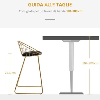 Set de 2 Taburetes Altos de Bar, Taburetes de Cocina con Respaldo y Reposapiés para Sala de Estar o Cocina Estilo Moderno, Cojín de Terciopelo y Estructura de Metal, 52.5X47X97Cm, Negro y Oro