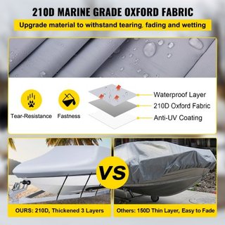 Copertura per Barca Impermeabile, Copertura per Barca Rimorchiabile da 518.2 cm-579.1 cm, Larghezza Fascio fino a 259.1 cm, Copertura V-Hull ad Alta Resistenza in Poliestere Grado Marino 600D per Barche V-Hull