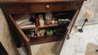 Mueble consola de madera + espejo