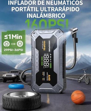 SIN ABRIR Arrancador de Coche 9000A+Compresor Aire