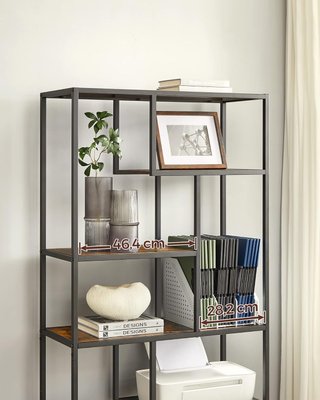 Estantería, Estante Vertical de 6 Niveles, Soporte para Plantas, 30 X 80 X 180 Cm, Panel de Aglomerado, Estudio, Sala de Estar, Dormitorio, Cocina, Marrón Vintage y Negro