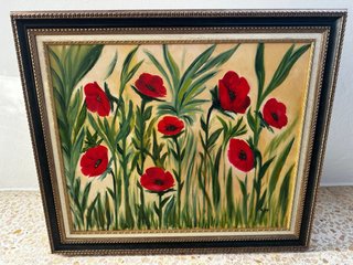 Cuadro Pintura Amapolas Lienzo Marco