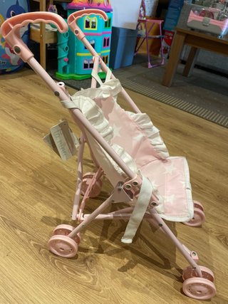 Mini cochecito de muñecas rosa estrellas