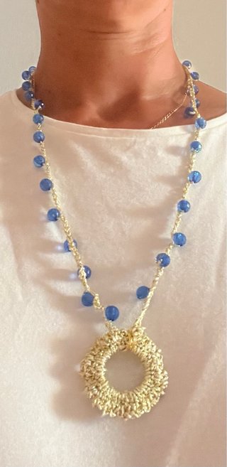 Collar para gafas con cuentas azules