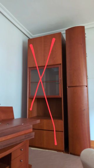 Mueble de salón madera con sofá. GRATIS.