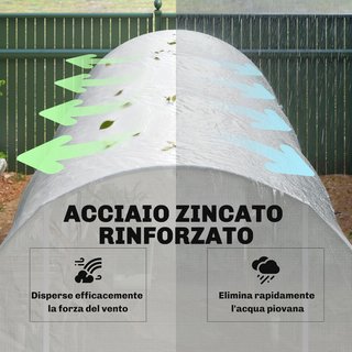 Invernadero para Huerto Con 6 Ventanas y Puerta Enrollable, Invernadero de Jardín en Forma de Túnel, Invernadero para Plantas Con Estructura de Metal y Tela de Polietileno, 3.5X2X2M, Blanco