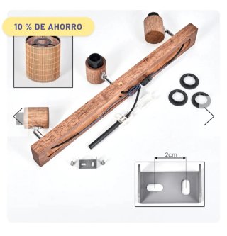 Plafón de techo 3 luces bambú y madera