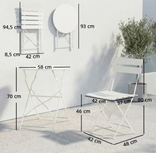 Conjunto Mesa y Sillas Plegables Jardín Blanco