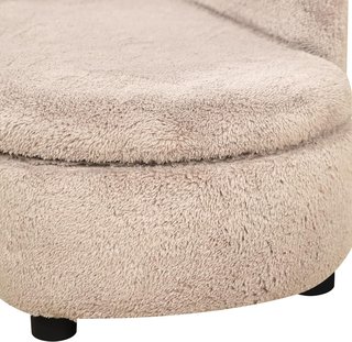 Sofá Elevado para Perros con Espacio de Almacenamiento Oculto, Sofá Acolchado de Madera y Tela de Terciopelo, 80X40X46 Cm, Beige