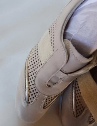 Sneakers Florance vera pelle beige/oro