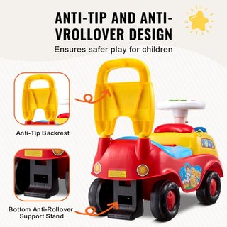 Coche de empuje para niños pequeños, edades 1-3, corredor de paseo, juguete de empuje para sentarse y levantarse, coche clásico para niños con volante musical, bocina y almacenamiento bajo el asie...