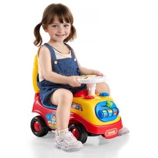 Coche de empuje para niños pequeños, edades 1-3, corredor de paseo, juguete de empuje para sentarse y levantarse, coche clásico para niños con volante musical, bocina y almacenamiento bajo el asie...