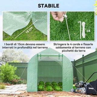 Invernadero de Jardín en Túnel 4X2X2 M Con Puertas Enrollables y 6 Ventanas, Invernadero para Huerto Con Techo a Dos Aguas, Estructura de Metal y Cubierta de PE, para Huerto Verduras Flores Frutas...