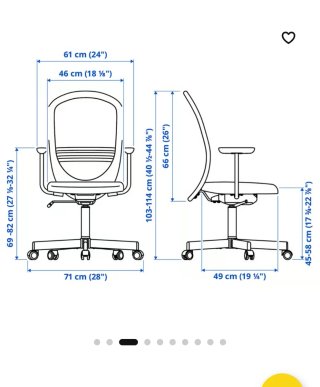 Silla oficina negra ruedas y reposabrazos Ikea