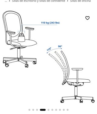 Silla oficina negra ruedas y reposabrazos Ikea